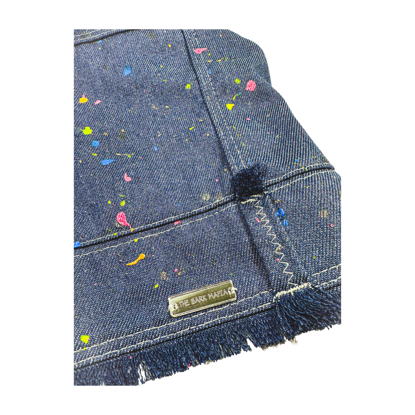 'Wanna Go For a Walk?' Splatter Denim Vest